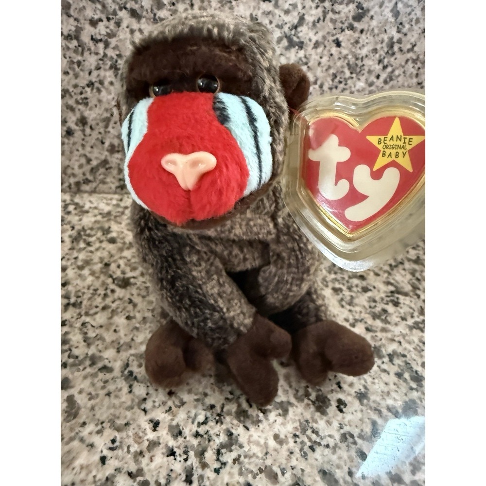 Cheeks (1999) Ty Beanie Babies Baboon Monkey Plush Toy Authentic Collectible